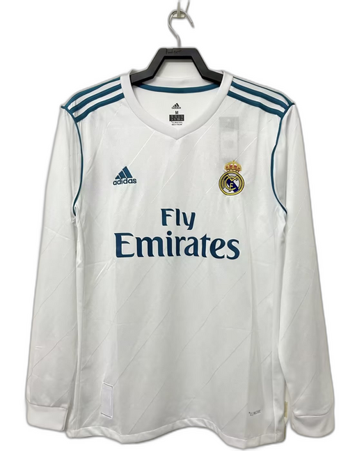 Camiseta Real Madrid 2017/18 manga larga, blanca, Adidas, disponible en Reino del Futbol