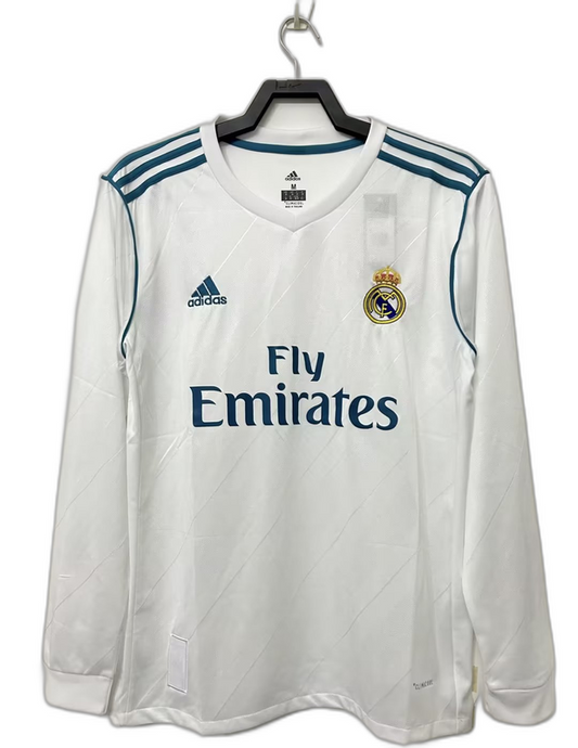 Camiseta Real Madrid 2017/18 manga larga, blanca, Adidas, disponible en Reino del Futbol