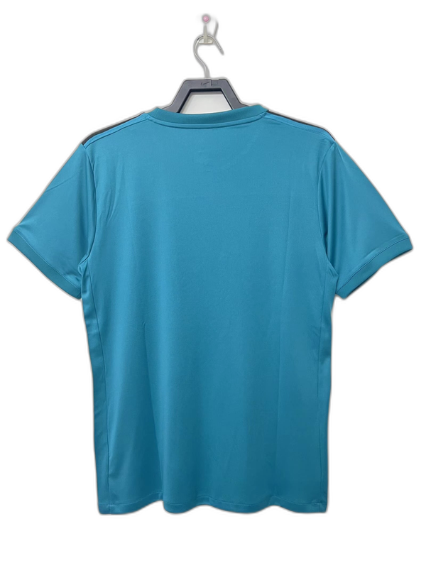 Camiseta retro azul tercera equipación Real Madrid 2017-18 vista trasera, manga corta