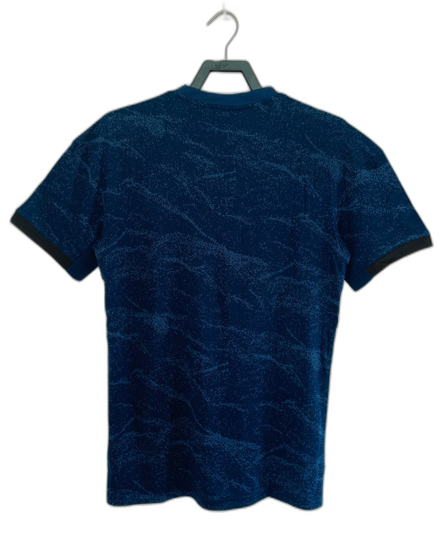 Camiseta Real Madrid 2019-20 azul marino retro, vista trasera, edición especial fútbol europeo