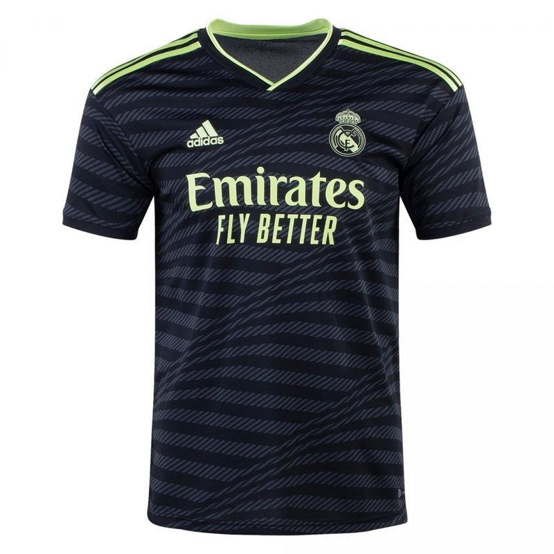 Camiseta Real Madrid 2022/23 tercera equipación negra con detalles verdes, venta online Reino del Futbol