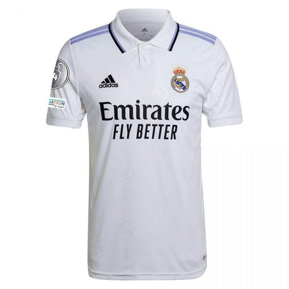 Camiseta Real Madrid 2022/23 local, blanca, logo adidas, escudo, patrocinador Emirates