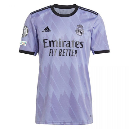 Camiseta Real Madrid morada 22/23, versión aficionado, detalles negros, tienda Reino del Futbol