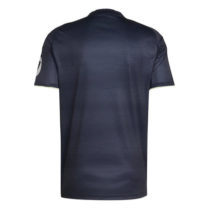 Camiseta de fútbol europea color azul marino lisa vista trasera, Reino del Futbol