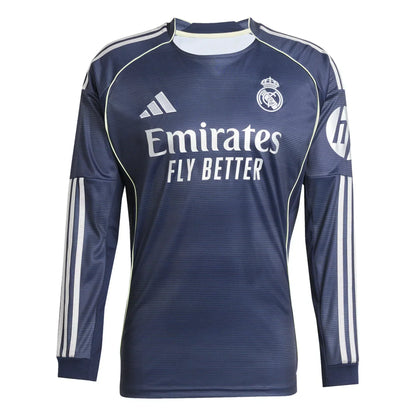 Camiseta de fútbol Real Madrid azul marino manga larga, modelo exclusivo Reino del Futbol